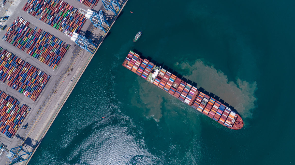 Porte conteneurs vue du ciel